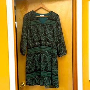 Hunter Green and Black Floral Market & Spruce Dress